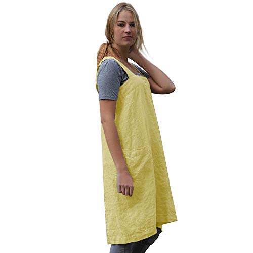 Women's Pinafore Square Apron Baking Cooking Gardening Works Cross Back Cotton
