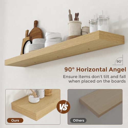 51 Inch Floating Shelves for Wall 8 Inch Deep Oak Shelves Set of 2