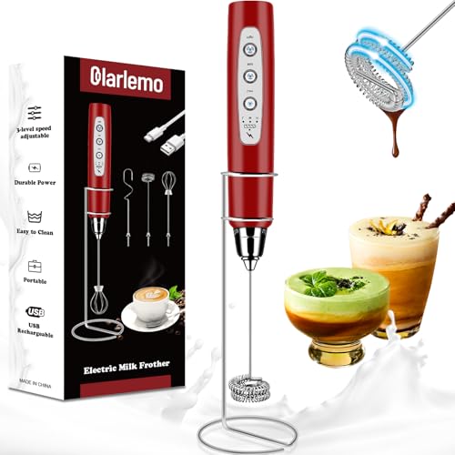 Milk Frother Handheld Rechargeable with Stand