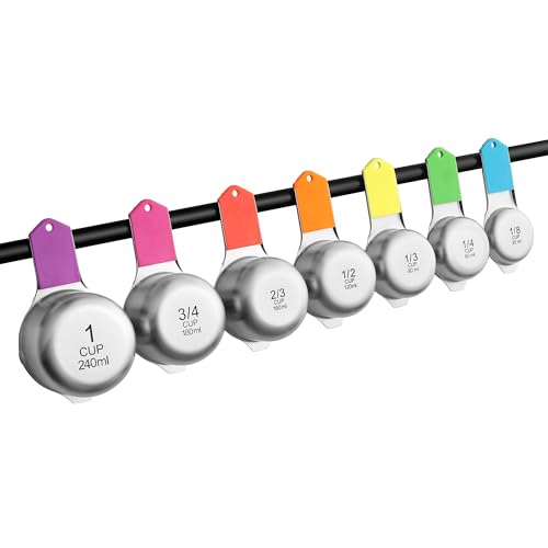Magnetic Stainless Steel Measuring Cups Set of 7 Patented (7 Count)