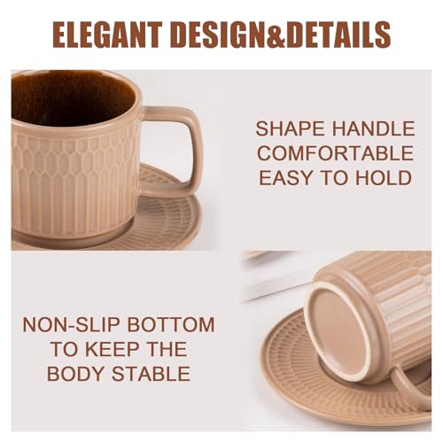 8oz Cappuccino Cups with Saucers Set of 4 (4 Count)