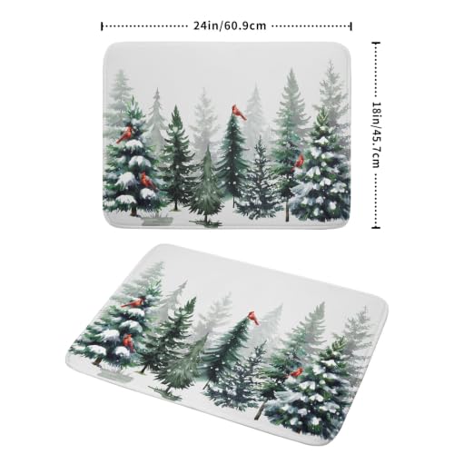 Green Pine Tree Forest Dish Drying Mat for Kitchen Counter
