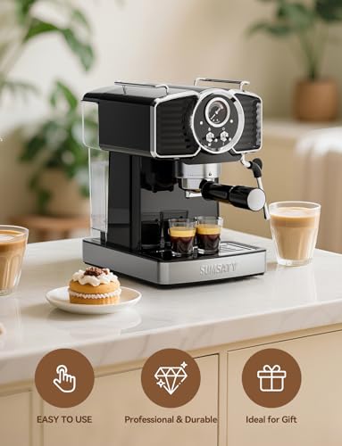 20 Bar Espresso Machine Retro with Powerful Milk Frother