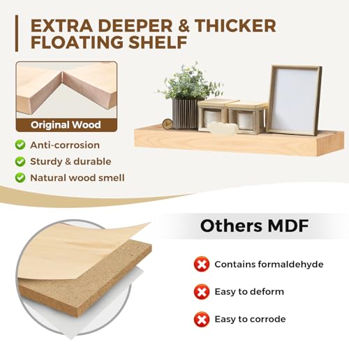 Solid Wood Floating Shelves (2 Count)