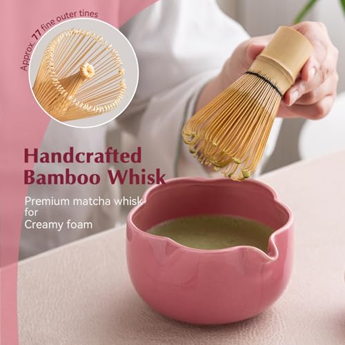 Matcha Set 8Pcs Floral Ceramic Matcha Kit with Matcha Whisk
