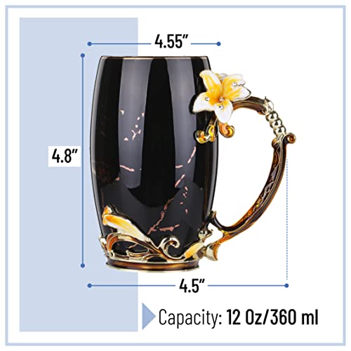 BTaT Floral Ceramic Mugs with Spoon (2 Count)