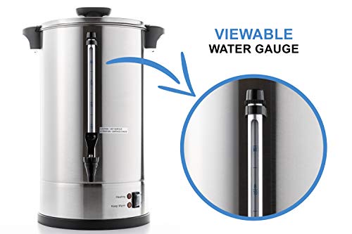 SR-CP-50B Commercial Grade Stainless Steel Percolate Coffee Maker Hot Water Urn for Catering, 50-Cup 8 L, Metallic (35 Count)