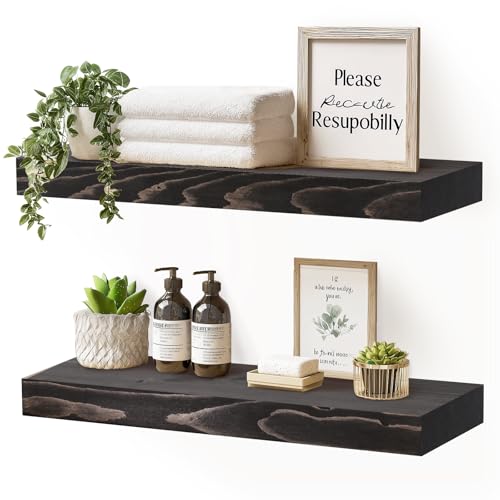 Solid Wood Floating Shelves (2 Count)