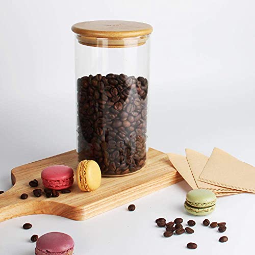 Glass Food Storage Containers Jar Seal Bamboo Lids 600ml Airtight Canister Organization Sets Stackable