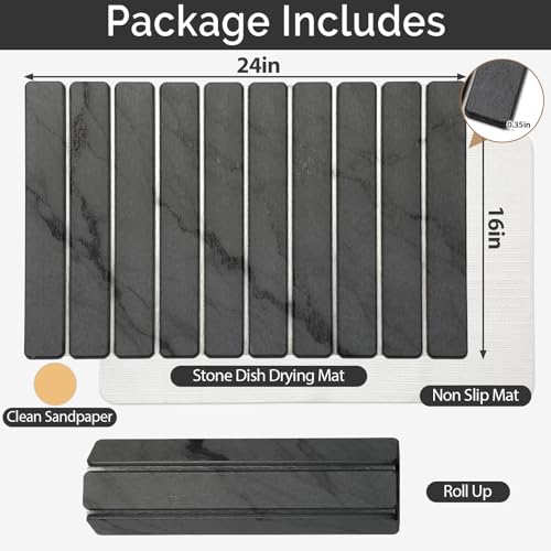 Large Stone Dish Drying Mat for Kitchen Counter (24 Sq Ft)