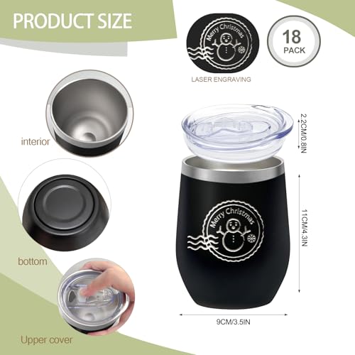 18 Pack Stainless Steel Wine Tumbler with lid (18 Count)