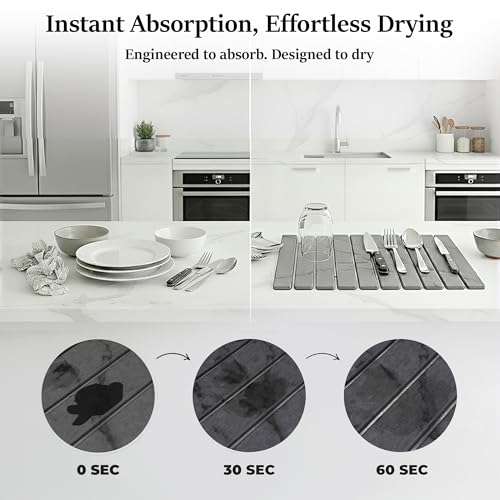 Large Stone Dish Drying Mat for Kitchen Counter 23.5”x 15.25”