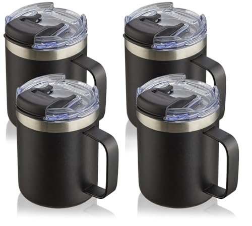 12oz Insulated Travel Coffee Mug with Handle (4 Count)