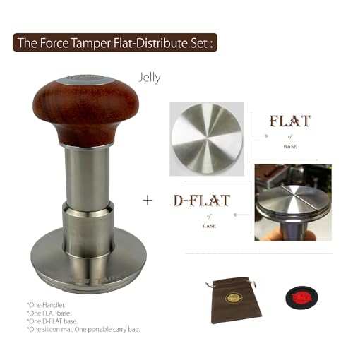 53.50mm Flat Dis Set Reddish Brown Wooden Jellyfish Handle Coffee Tamper
