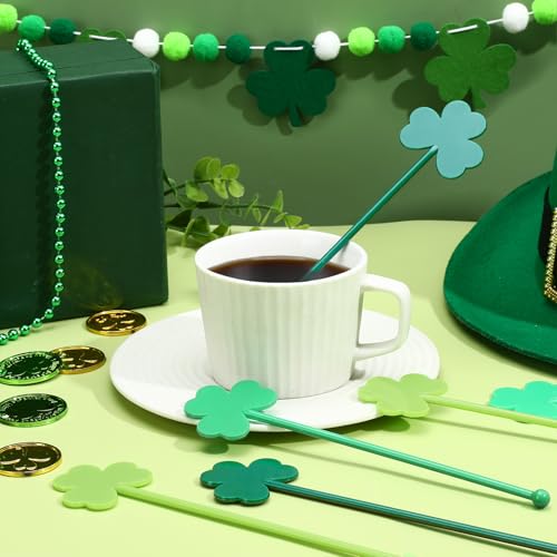 36 Pcs St Patricks Day Stirrers Reusable Shamrock Drink Garnish