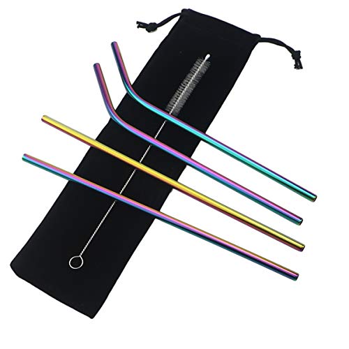 Metal Straws Stainless Steel Straws 8.5" Drinking Straws Reusable 4 Set
