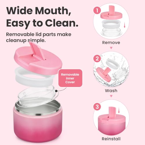 12oz Insulated Vacuum Food Jar with Buckle Lid Wide Mouth Soup Thermo for Hot Food Kids Leakproof Stainless Steel Lunch Container