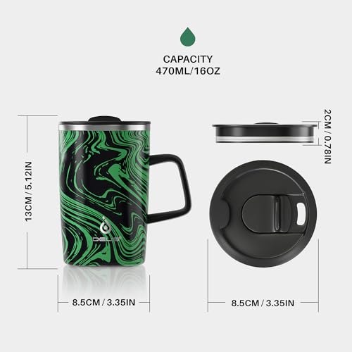16 oz Insulated Coffee Mug with Lid and Handle
