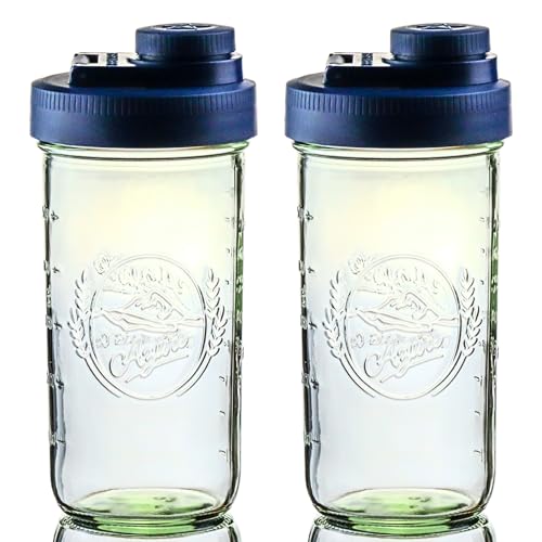 Mason Jar Drinking Cup Pint and Half Drinking Lid and Azure 24oz Jar