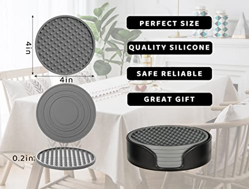 Rubber Coasters Set 6 with Holder