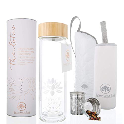 Double Walled Glass Tea Tumbler with Infuser and Strainer 15oz