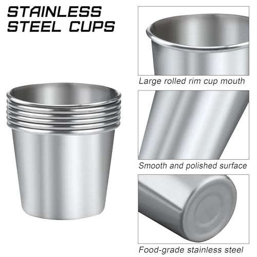 Resinta 6 Pack 5 oz Stainless Steel Cups Metal Shatterproof Stackable Pint Drinking Cups for Kids (6 Count)