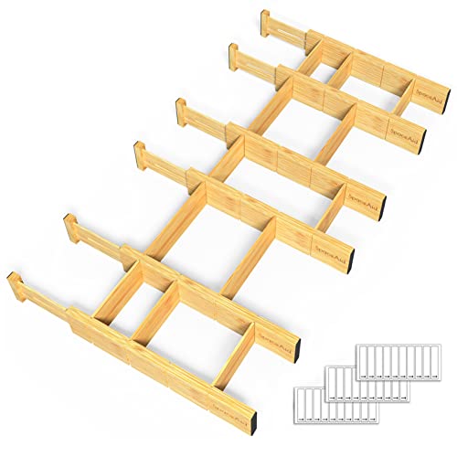 Bamboo Drawer Dividers with Inserts and Labels
