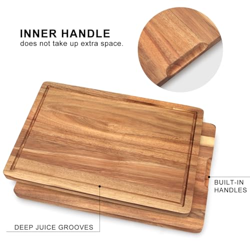 Solid Acacia Wood Cutting Board Set of 3 Wooden Charcuterie Boards Set (3 Count)