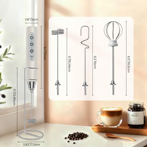Milk Frother Handheld Rechargeable with Stand