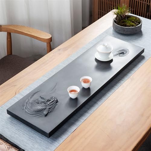Tea Set Solid Natural Ebonite Tea Tray Relief Whole Stone Household Kung Fu Tea Set Stone Tea Tray Chinese Tea Set