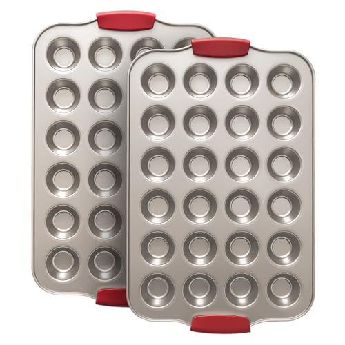 24 Cup Mini Cupcake Pan with Silicone Handles (2 Count)