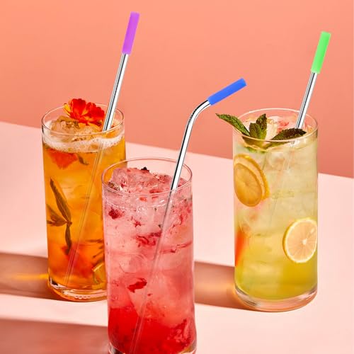16 Pcs Metal Straw Reusable 8.5" 10.5" 6mm Stainless Steel Straws for Tumblers 20oz (16 Count)