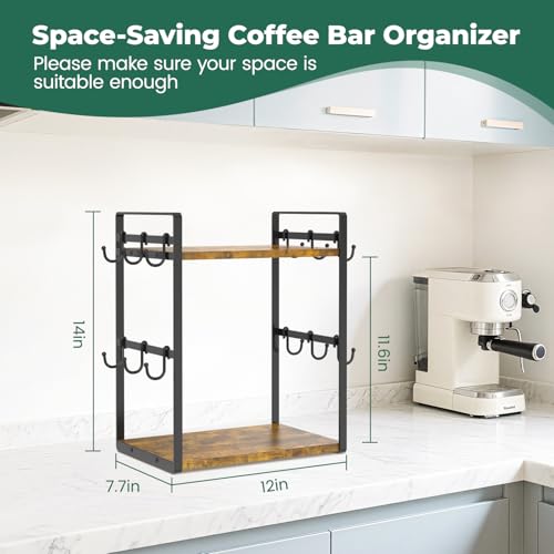 Coffee Station Bar Organizer Mug Holder Stand Countertop