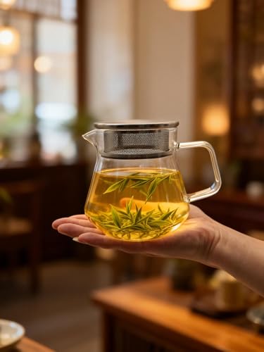 Small Glass Teapot with Stainless Steel Filter Lid