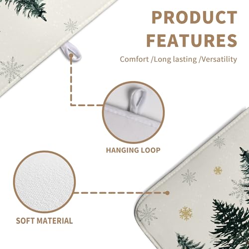 Winter Forest Dish Drying Mat Winter Snowflake Large Kitchen Mats Dish Drying Pad Christmas Tree Absorbent Dish Dryer Mat for Kitchen Countertops Microfiber Drainer Pad Dish Drying Mats