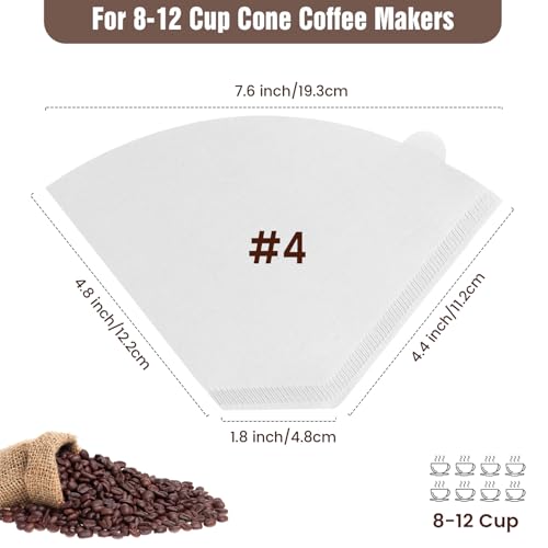 200Pcs #4 Cone Coffee Filters 8 (200 Count)
