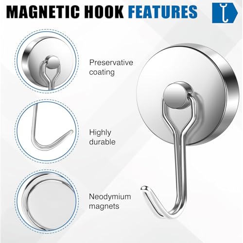 Magnetic Hooks Magnet Hook for Cruise Cabins Fridge 120LBS 8 Pack (50 Count)