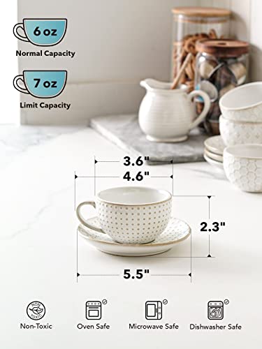 6 oz Cappuccino Cups with Saucers (4 Count)