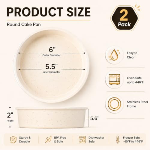 6 Inch Round Cake Pans (2 Count)