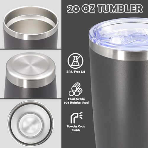 20oz Tumbler Stainless Steel Tumbler Coffee Tumbler with Lid Grey