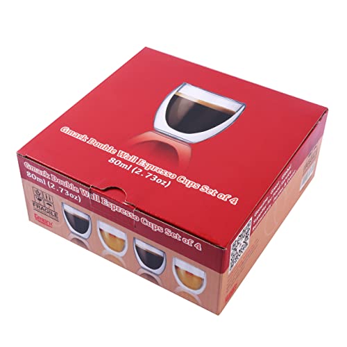 2.7 oz Double Wall Glass Espresso Cups Set of 4 (4 Count)
