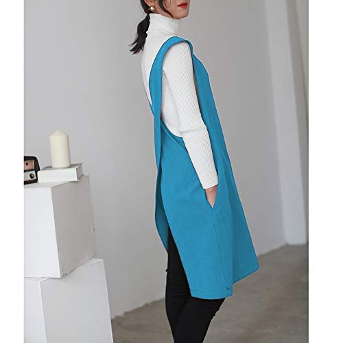 Soft Cotton Linen Apron Solid Color Halter Cross Bandage Aprons Japan Japanese Style X Shape Kitchen Cooking Clothes Gift for Women Chef Housewarming