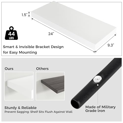 24 Inch Floating Shelves for Wall (2 Count)