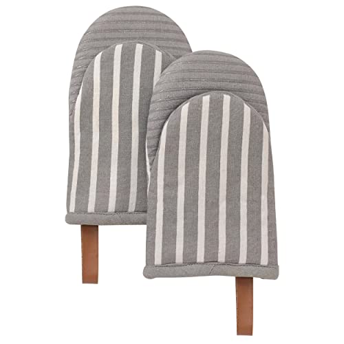 Oven Mitts Striped Gray (2 Count)
