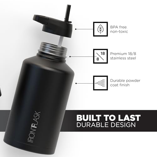 64 oz Wide Mouth Water Bottle with Straw