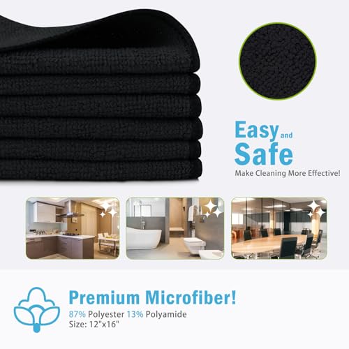 Black Microfiber Cleaning Cloth (100 Count)