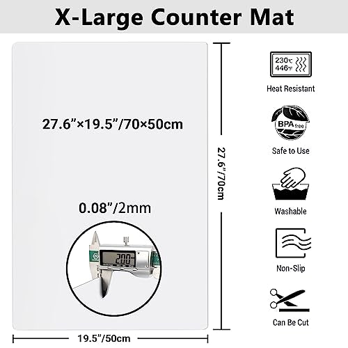 27.6x19.5in 2mm Silicone Mats for Kitchen Counter
