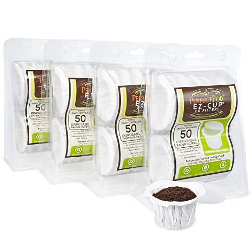 EZ Cup Paper Filters with Lid for Reusable Coffee Pods (50 Count)