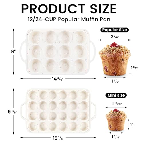 2Pack Silicone Muffin Pan for Baking with Metal Reinforced Frame (2 Count)