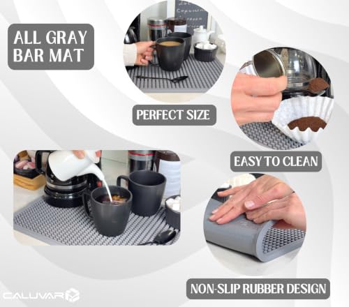 Gray Coffee Maker Mat for Countertop 18x12 in Silicone